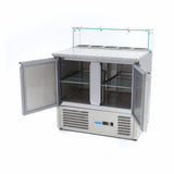 Maxima  Pizza Prep Fridge - 90cm - 2 Doors - Fits 5 x 1/6 GN - incl Glass Cover  - 09400207