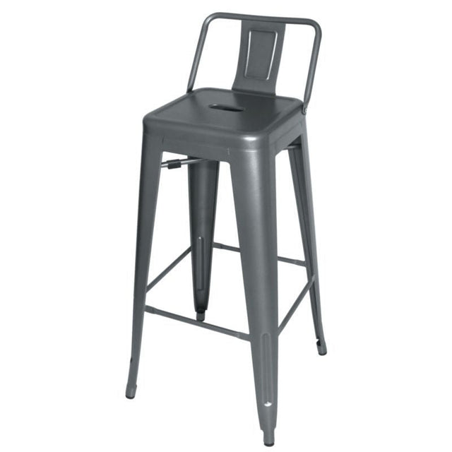 Steel Bistro High Stool with Back Rest (Pack of 4) - DM935 Stools Bolero