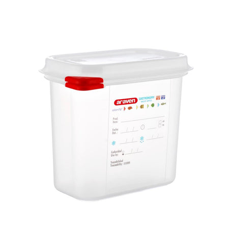 Araven Polypropylene 1/9 Gastronorm Food Storage Container 1.5Ltr (Pack of 4) - T983  Araven