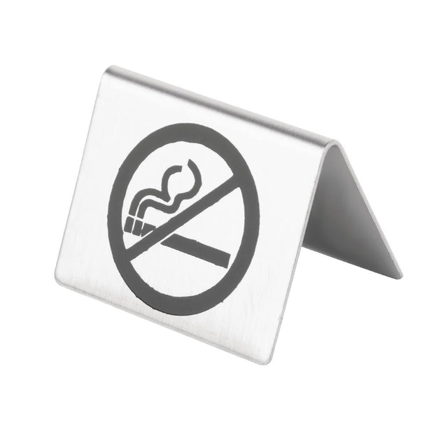 Olympia Brushed Steel No Smoking Table Sign - U044  Olympia