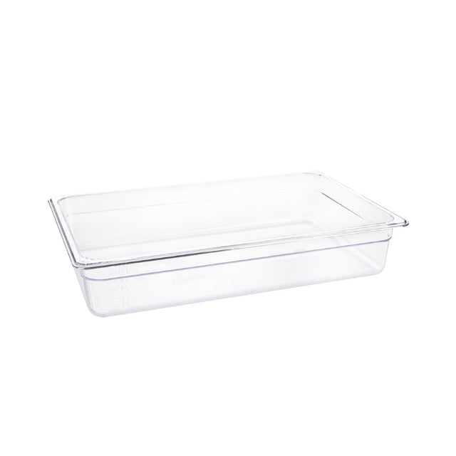 Vogue Polycarbonate 1/1 Gastronorm Container 100mm Clear - U225  Vogue