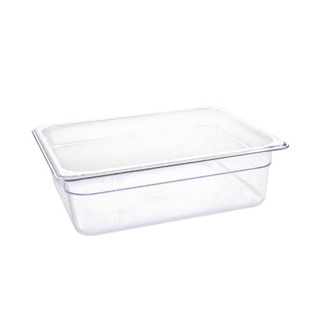 Vogue Polycarbonate 1/2 Gastronorm Container 100mm Clear - U229  Vogue