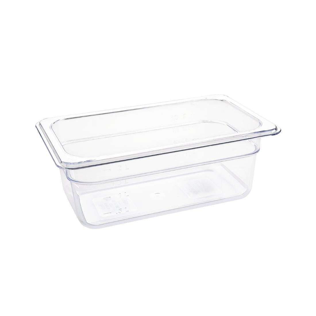 Vogue Polycarbonate 1/4 Gastronorm Container 100mm Clear - U237  Vogue