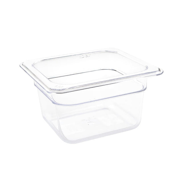 Vogue Polycarbonate 1/6 Gastronorm Container 100mm Clear - U240  Vogue