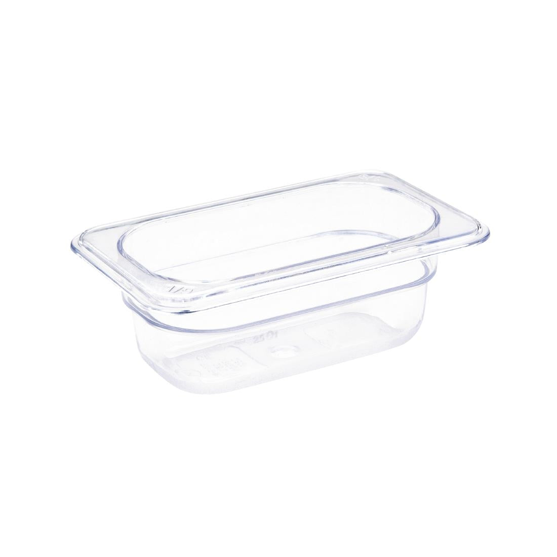 Vogue Polycarbonate 1/9 Gastronorm Container 65mm Clear - U242  Vogue