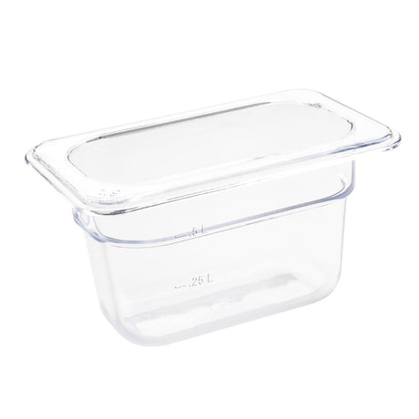 Vogue Polycarbonate 1/9 Gastronorm Container 100mm Clear - U243  Vogue