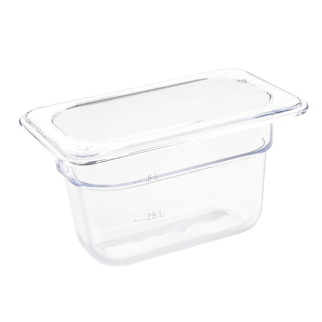 Vogue Polycarbonate 1/9 Gastronorm Container 100mm Clear - U243  Vogue