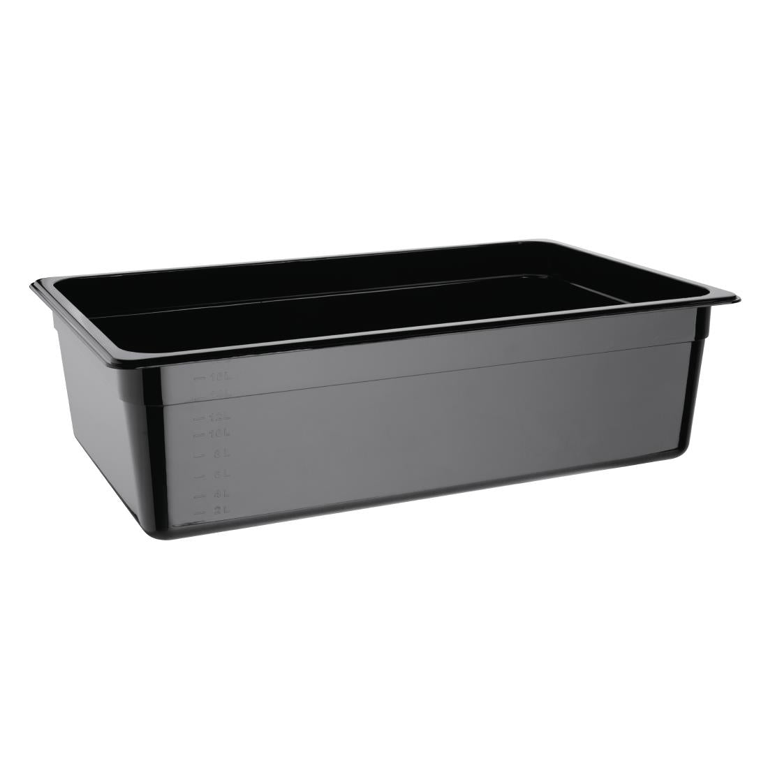 Vogue Polycarbonate 1/1 Gastronorm Container 150mm Black - U456  Vogue