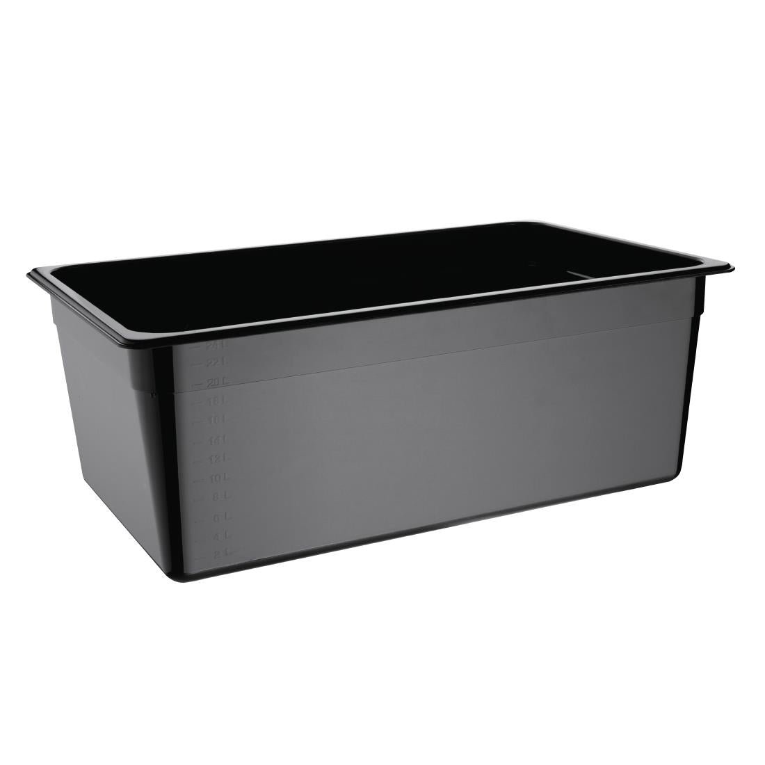 Vogue Polycarbonate 1/1 Gastronorm Container 200mm Black - U457  Vogue