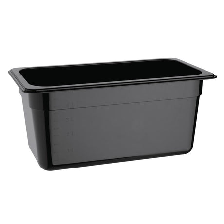 Vogue Polycarbonate 1/3 Gastronorm Container 150mm Black - U464  Vogue