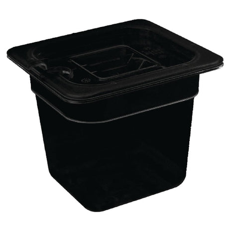 Vogue Polycarbonate 1/6 Gastronorm Container 65mm Black - U469  Vogue