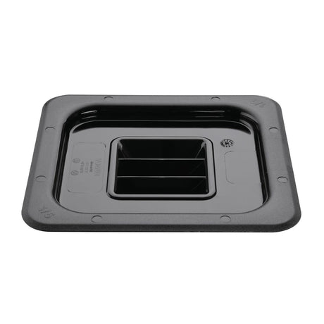 Vogue Polycarbonate 1/6 Gastronorm Lid Black - U478  Vogue