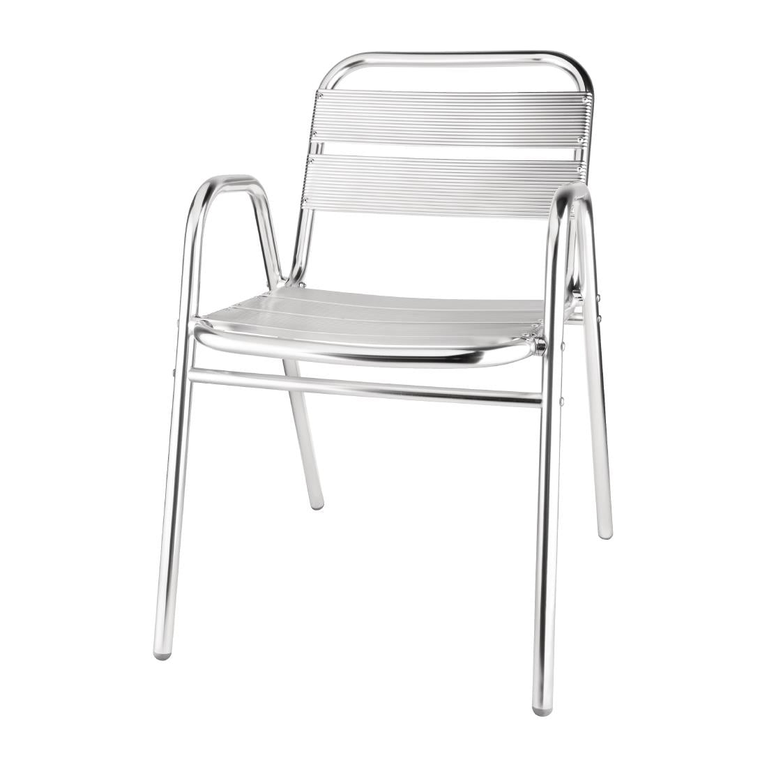 Bolero Aluminium Stacking Chairs Arched Arms (Pack of 4) - U501  Bolero