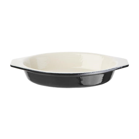 Vogue Black Cast Iron Oval Gratin Dish 650ml - U563  Vogue