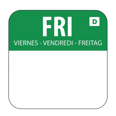 Hygiplas Dissolvable Food Rotation Labels Friday (Pack of 1000) - U781  Hygiplas