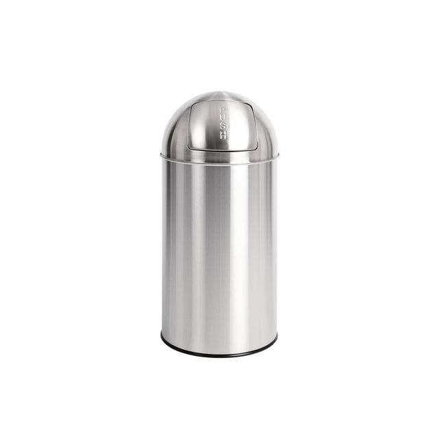 Bolero Stainless Steel Push Top Bullet Bin Silver 40Ltr - U803  Bolero