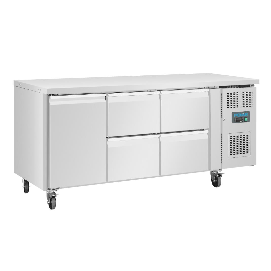 Polar U-Series Single Door and 4 Drawer Counter Fridge 358Ltr - UA020  Polar