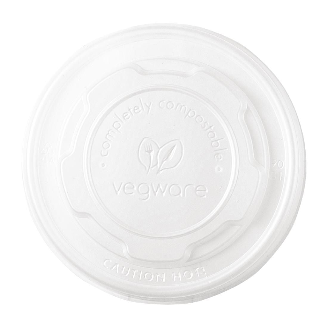 Vegware Compostable Hot Food Pot Flat Lids 170ml / 6oz and 230ml / 8oz - GH166 Condiment Pots & Soup Cups Vegware