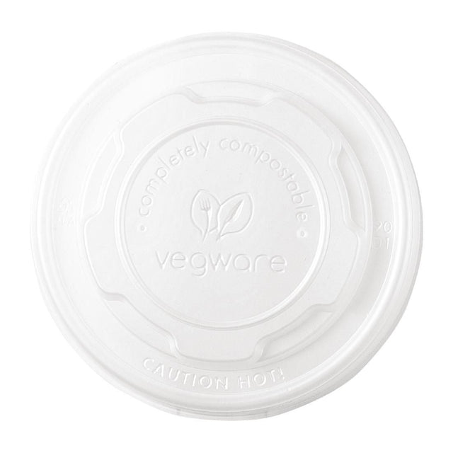 Vegware Compostable Hot Food Pot Flat Lids 170ml / 6oz and 230ml / 8oz - GH166 Condiment Pots & Soup Cups Vegware