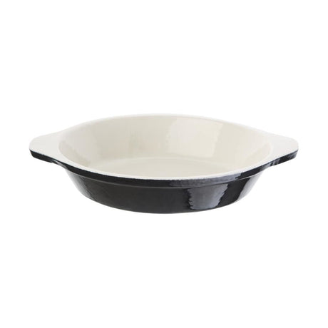 Vogue Black Cast Iron Round Gratin Dish 750ml - U562 Oven to Table Vogue