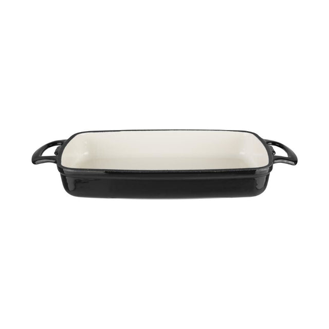 Vogue Black Rectangular Cast Iron Dish 1.8Ltr - GH323 Oven to Table Vogue