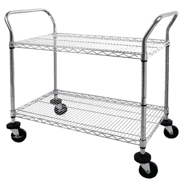 Vogue Chrome 2 Tier Wire Trolley - CC430 Stainless Steel Dining Trolley Vogue