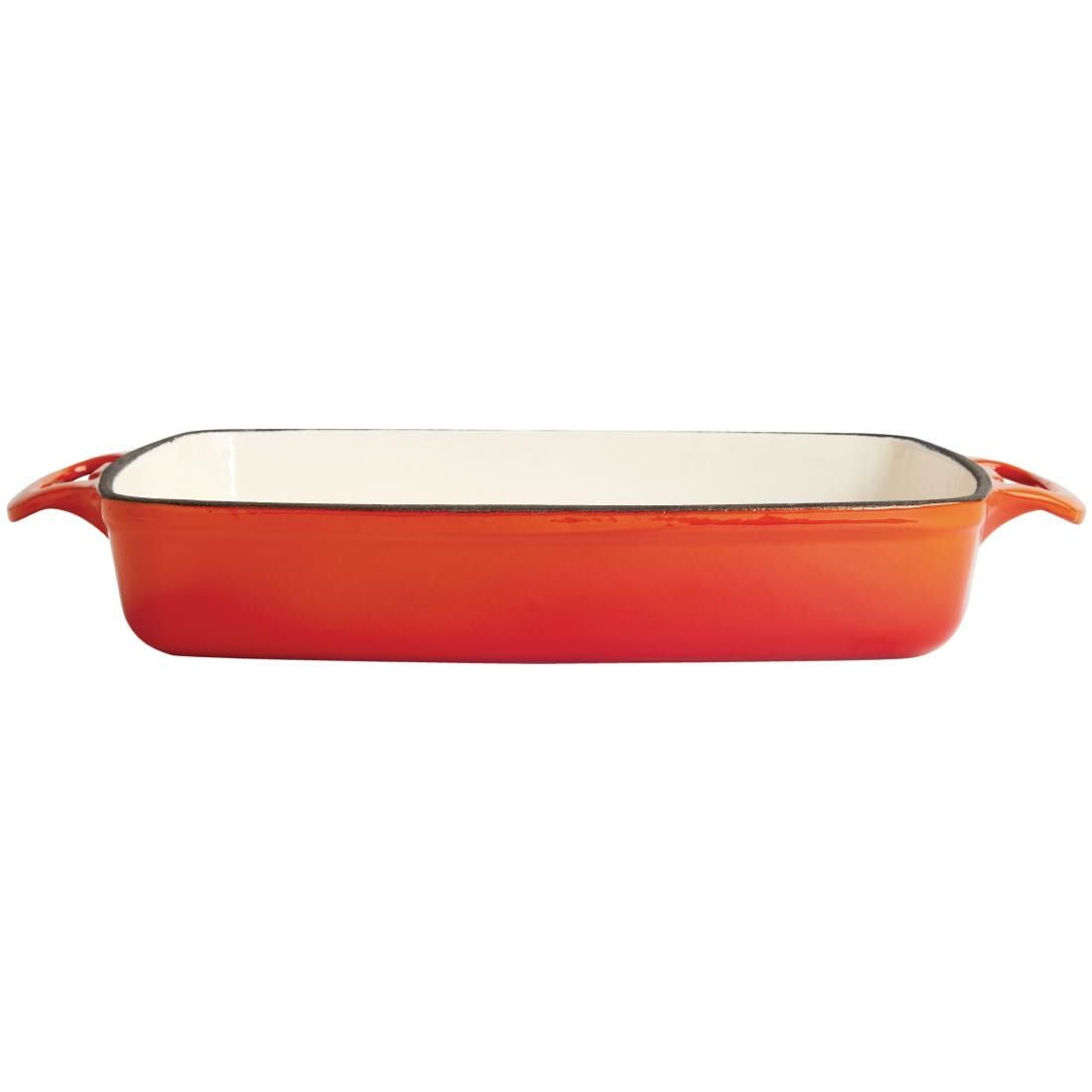 Vogue Orange Rectangular Cast Iron Dish 2.8Ltr - GH322 Oven to Table Vogue