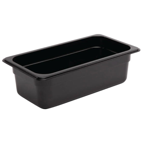 Vogue Polycarbonate 1/3 Gastronorm Container 100mm Black - U463 GN Gastronorm Pans Vogue