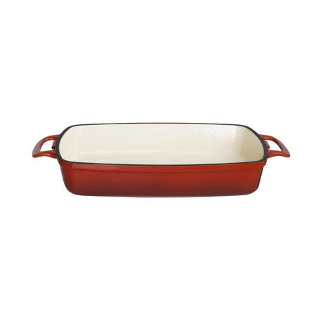 Vogue Red Rectangular Cast Iron Dish 2.8Ltr - GH320 Oven to Table Vogue