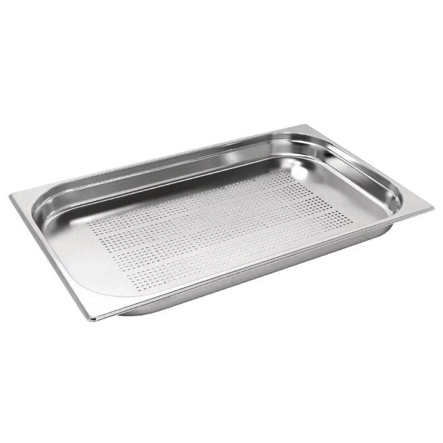 Vogue Stainless Steel Perforated 1/1 Gastronorm Pan 20mm - K827 GN Gastronorm Pans Vogue