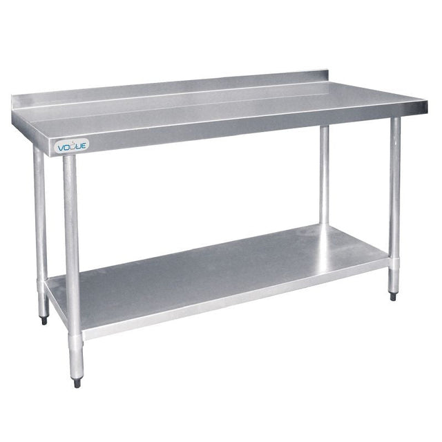 Vogue Stainless Steel Prep Table With Upstand 1500mm - T382 Stainless Steel Wall Tables Vogue