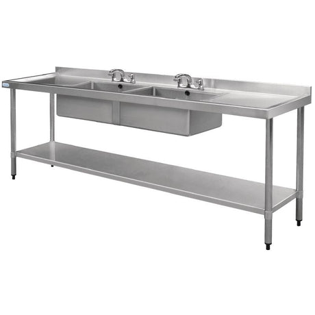 Vogue Stainless Steel Sink Double Bowl and Double Drainer 2400mm - U910 Double Bowl Sinks Vogue