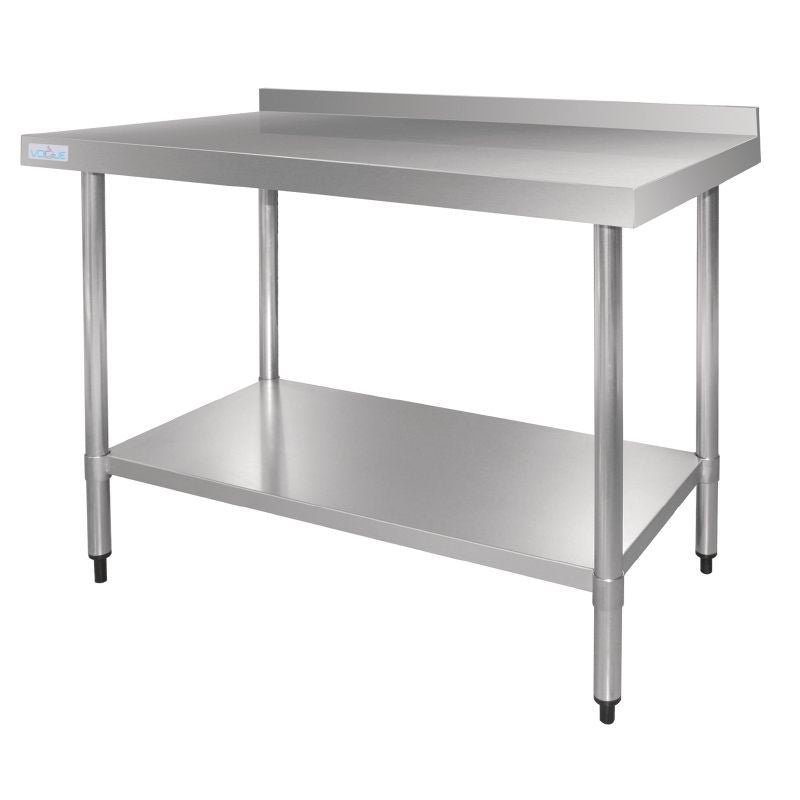 Vogue Stainless Steel Table with Upstand 1200mm - GJ507 Stainless Steel Wall Tables Vogue