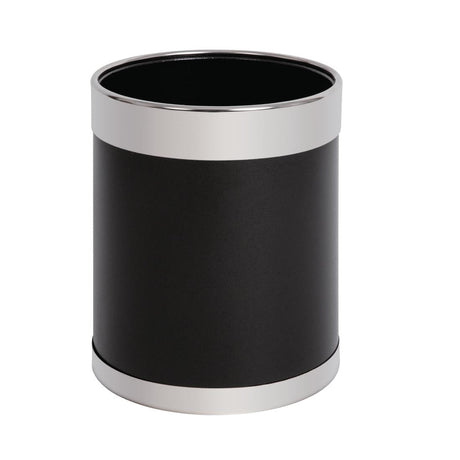 Bolero Black Waste Paper Bin with Silver Rim - Y805  Bolero