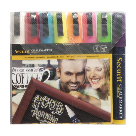 Securit Chalkmaster 6mm Liquid Chalk Pens Assorted Colours (Pack of 8) - Y999  Securit