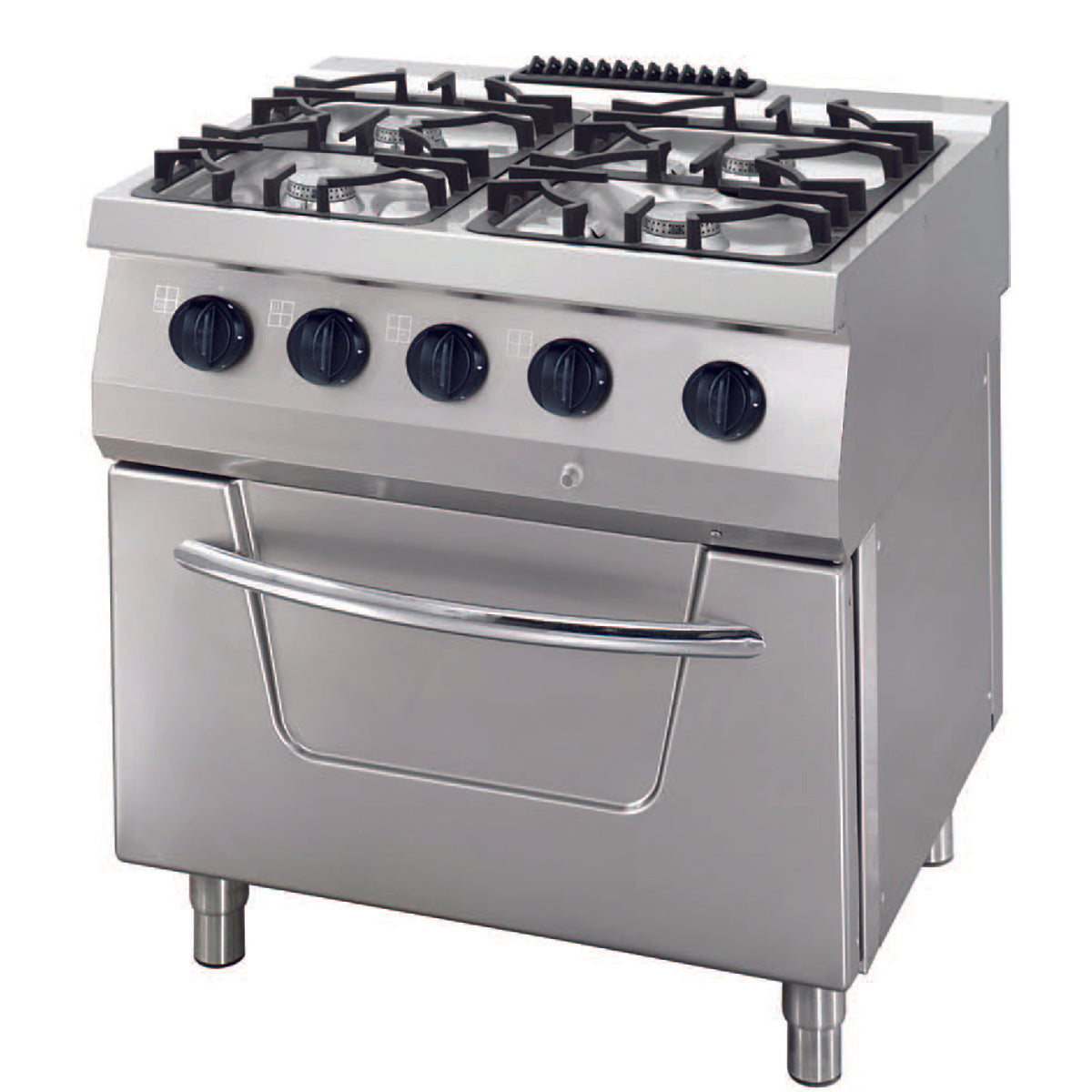 Maxima Heavy Duty Fornuis - 4 Branders - Dubbele Unit - 70cm Diep - met Oven - Gas - 09396002