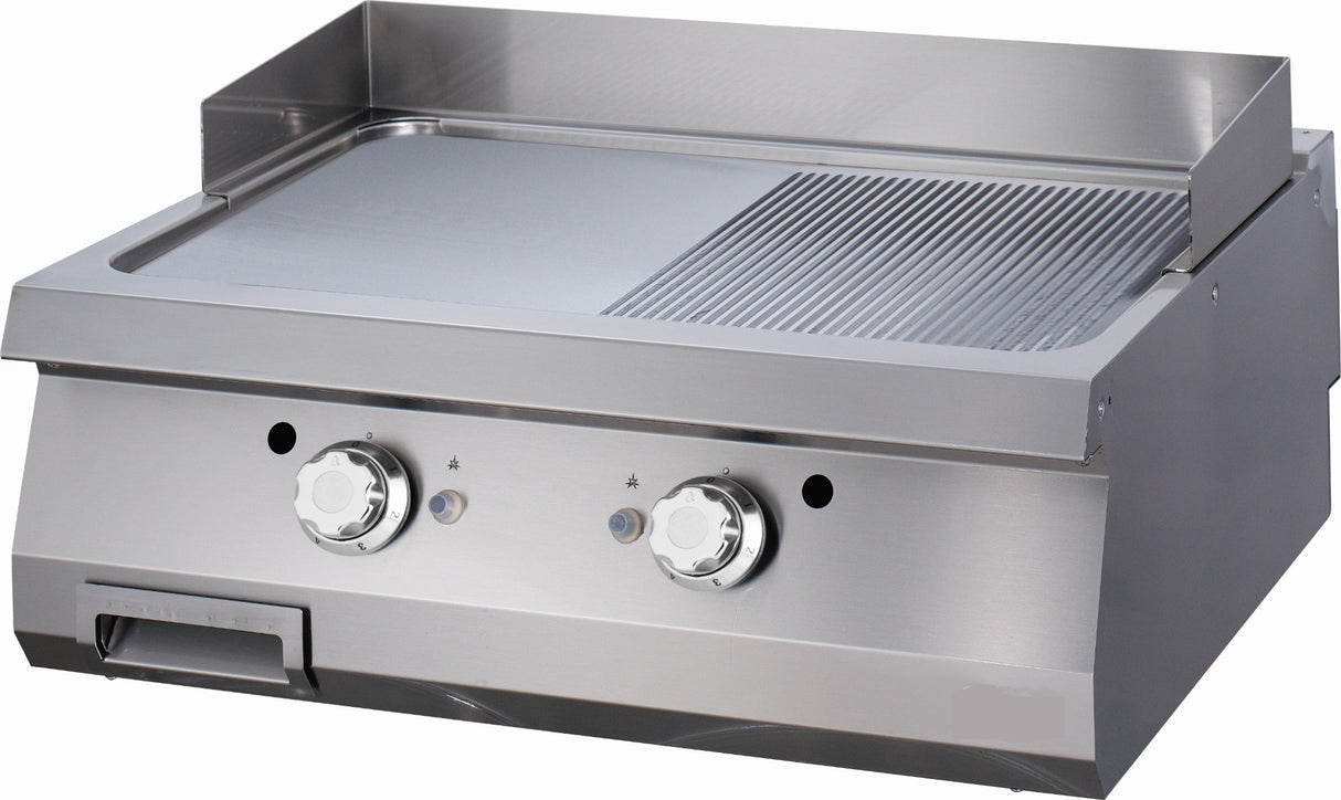 Maxima Heavy Duty Grillplaat - Half Gegroefd - Dubbele Unit - 70cm Diep - Gas - 09395990