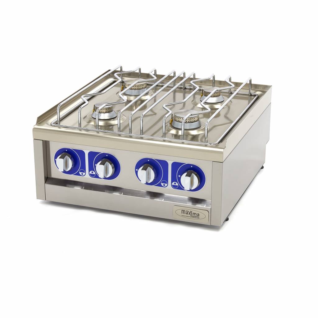 Maxima  Commercial Grade Cooker - 4 Burners - Double Unit - 60cm Deep - Gas  - 09391520