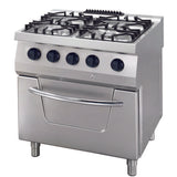 Maxima Heavy Duty Fornuis - 4 Branders - Dubbele Unit - 70cm Diep - Gas incl Elektrische Oven - 09396005