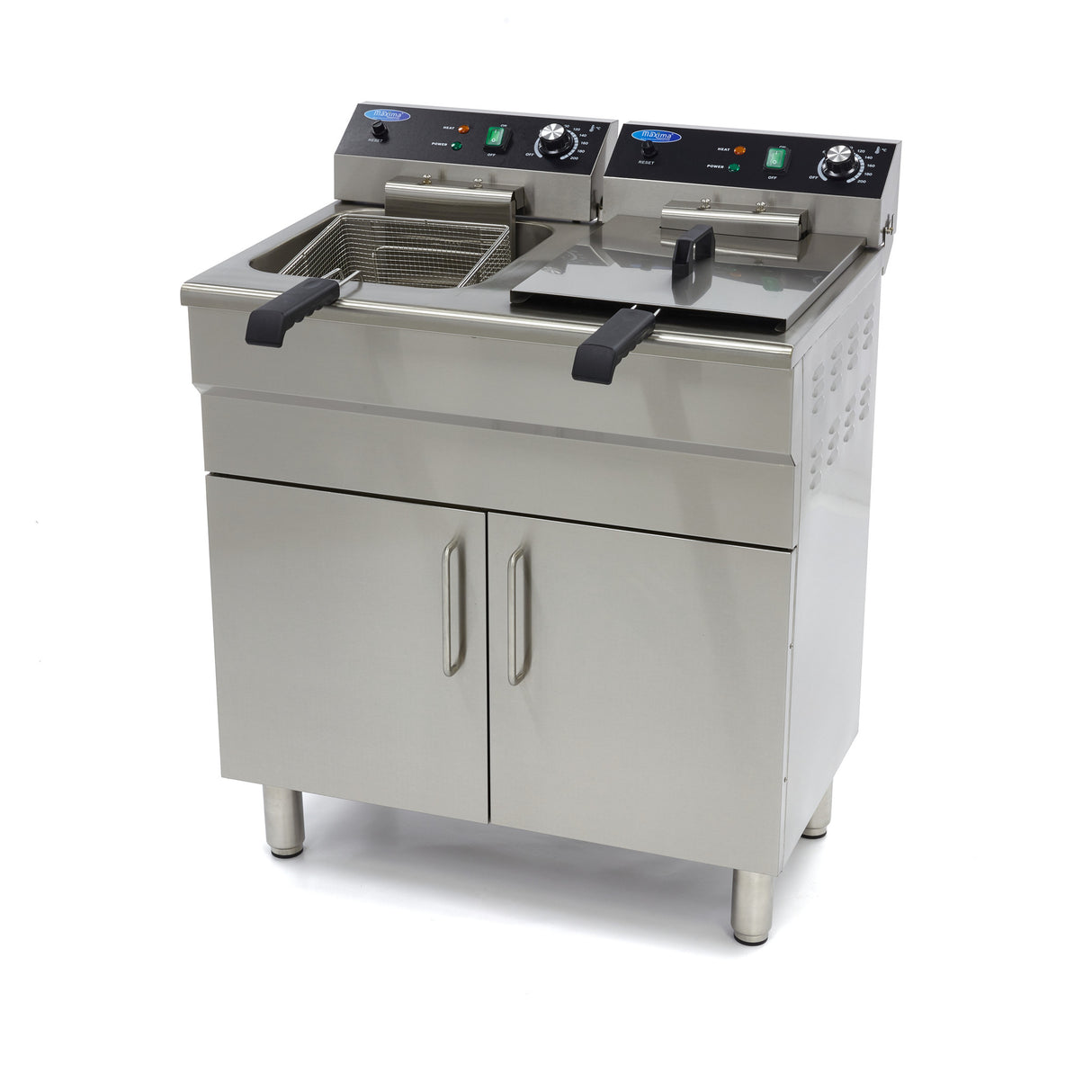 Maxima  Deep Fryer - 2 x 16L - 2 Baskets - with Drain Tap and Stand  - 09365156