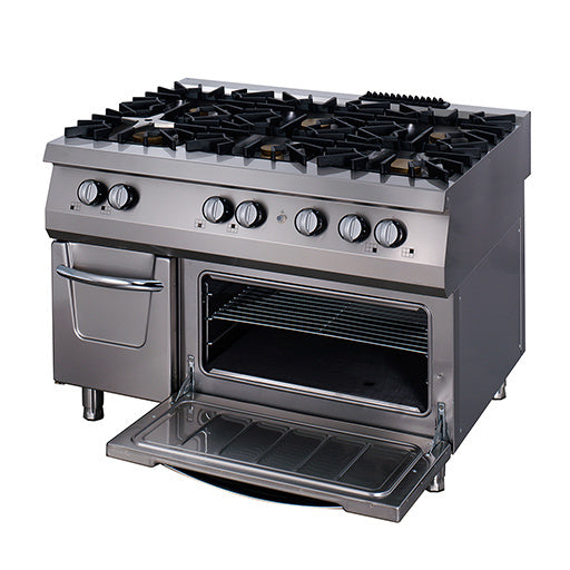 Maxima Premium fornuis - 6 branders - drievoudige eenheid - 90 cm diep - gas incl. elektrische oven - 09398507