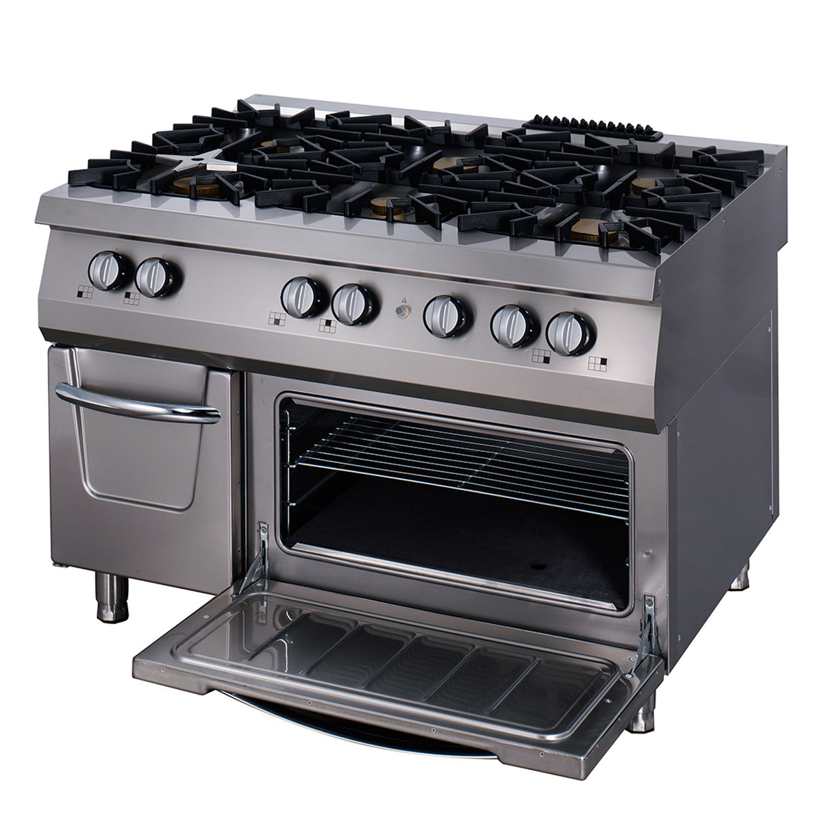 Maxima Premium fornuis - 6 branders - drievoudige eenheid - 90 cm diep - incl. oven - gas - 09398502